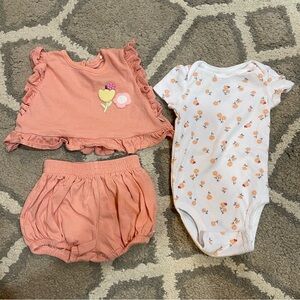 Huggies Peach Floral Baby Three-Piece Set